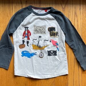 Mini Boden Pirate Adventure Kids Raglan Shirt - Gray & White